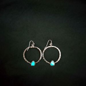 hanging hoop turquoise stone earrings